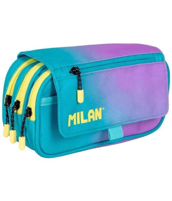 Milan portatodo 4 cremalleras con solapa sunset turquesa