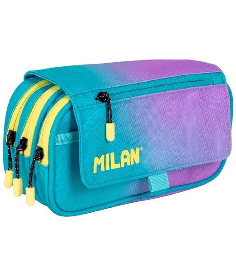 Milan portatodo 4 cremalleras con solapa sunset turquesa