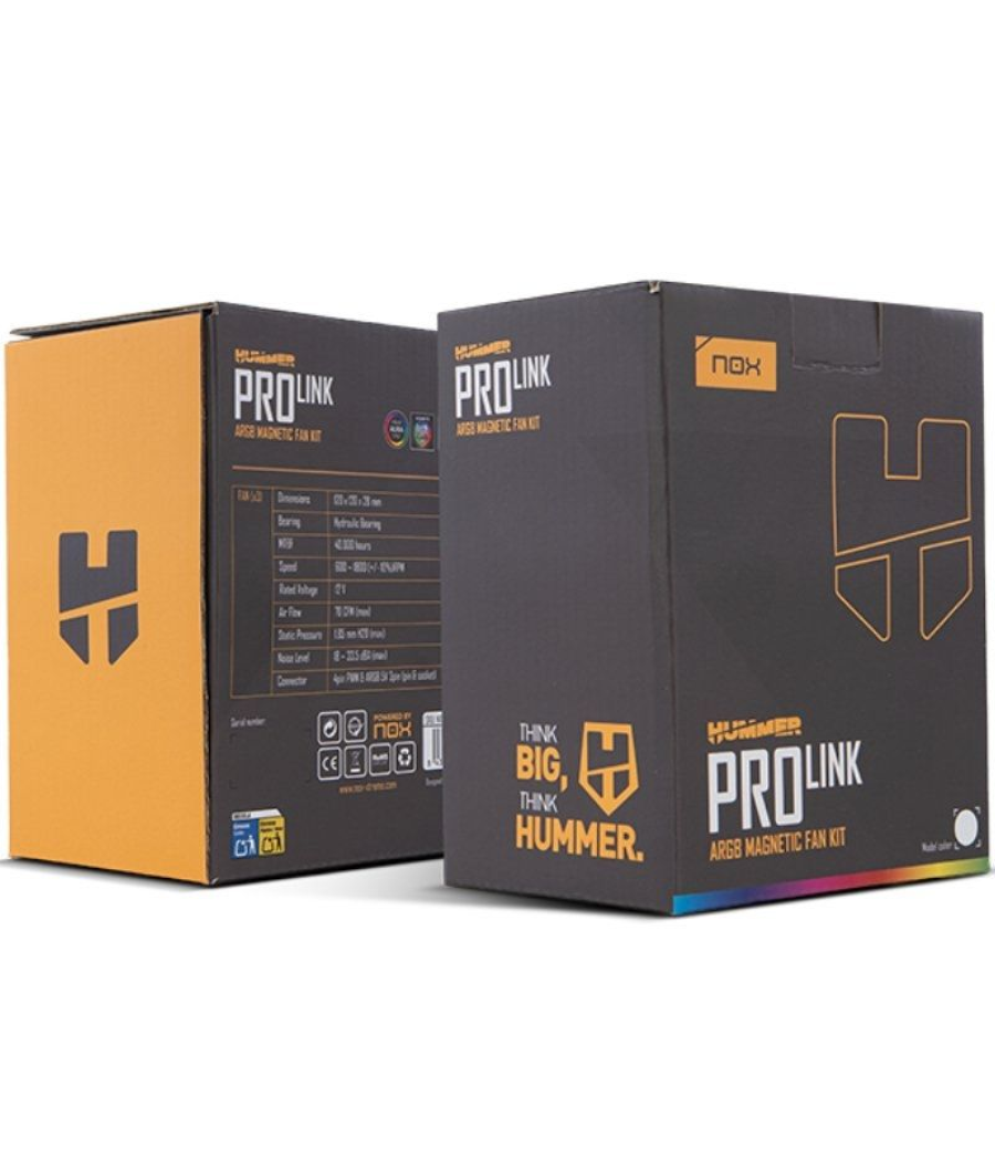 Pack 3 ventiladores nox pro link/ argb/ 12cm/ blancos