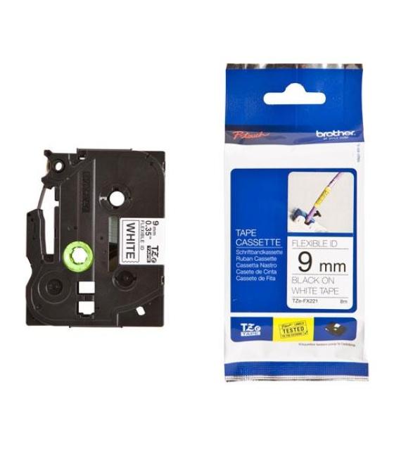 Brother cinta rotuladora laminada flexible texto negro sobre blanco - 9mmx8m