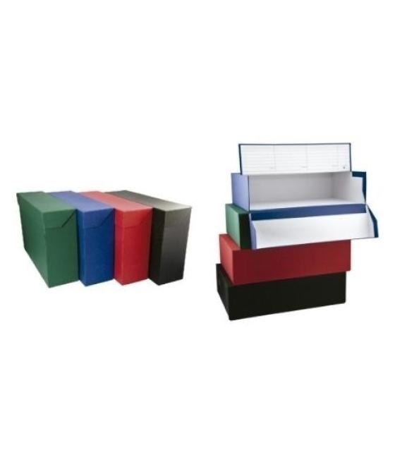 Mariola caja de transferencia folio doble lomo cartón forrado en geltex negro azul