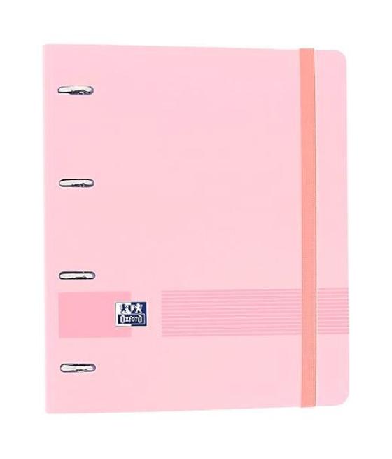 Oxford carpeta anillas 4x35mm live&go europeanbinder 360º c/recambio 100h a4+ 5x5 tapa polyfoam rosa pastel