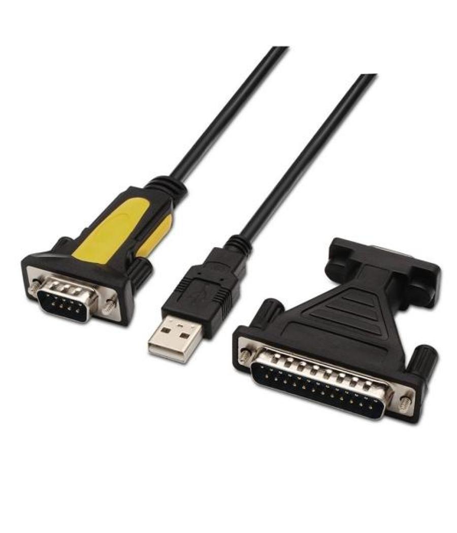 Aisens conversor usb a serie tipo a/m rs232 db9/m db25/m negro 1,8 m