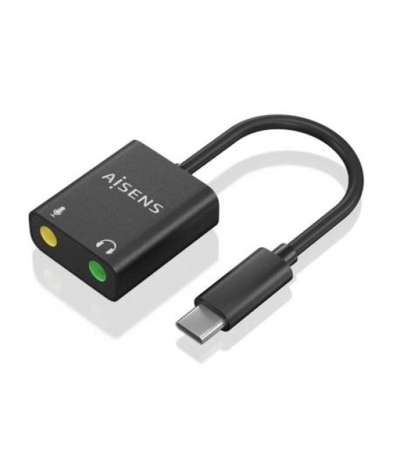 Aisens conversor usb-c a jack 3.5 audio 48khz, usb-c/m-2xjack 3.5/h, negro 10cm