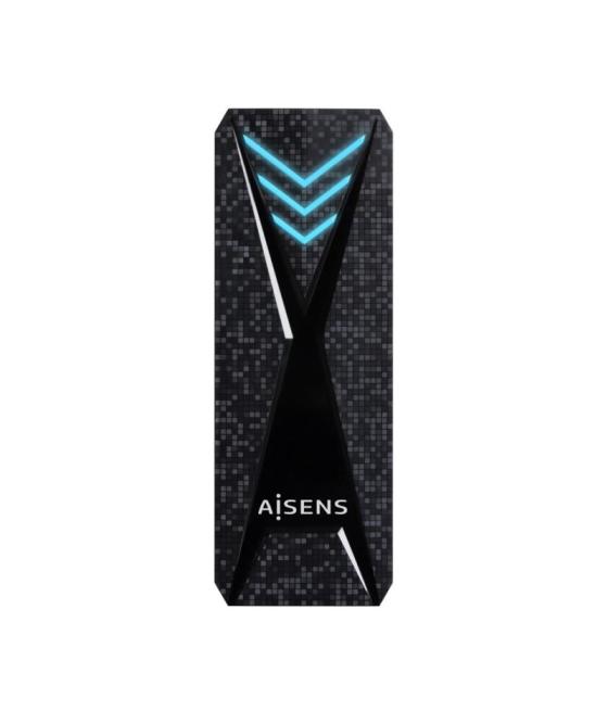 Aisens caja externa m.2 (ngff) rgb gaming para ssd m.2 nvme a usb3.2 gen2, negra