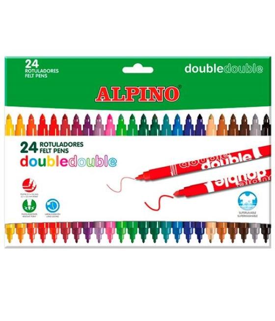 Alpino rotuladores double doble punta fina/gruesa estuche 24 c/surtidos