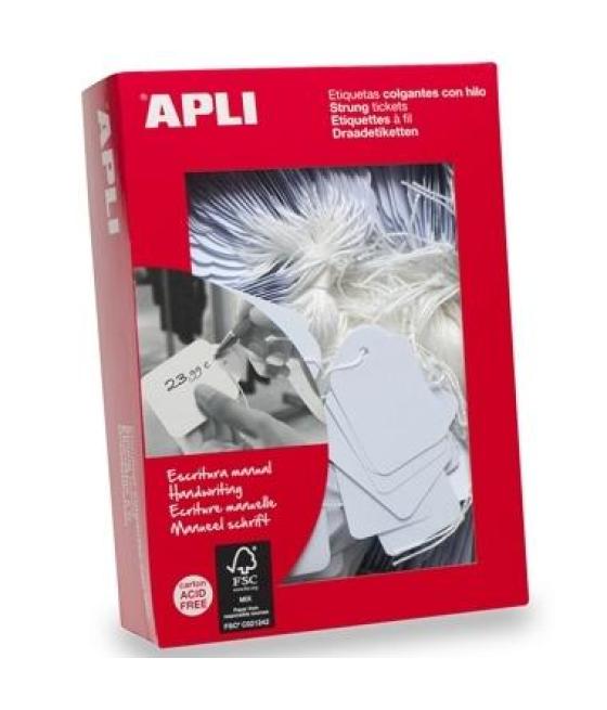 Apli etiquetas colgantes con hilo 13x20mm caja 1000 ud blanco