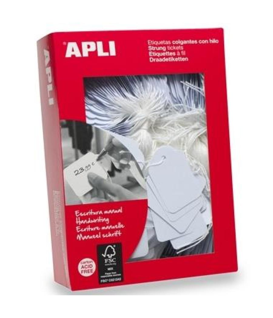 Apli etiquetas colgantes con hilo 13x20mm caja 1000 ud blanco