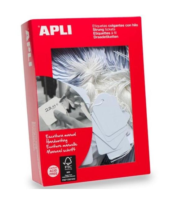 Apli etiquetas colgantes con hilo 36x53mm caja de 500 blanco
