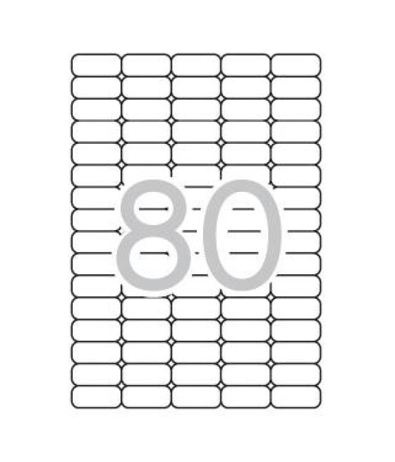 Apli etiquetas adhesivas 35,6x16,9mm a4 inkjet/láser c/romos 80 x 25h blanco