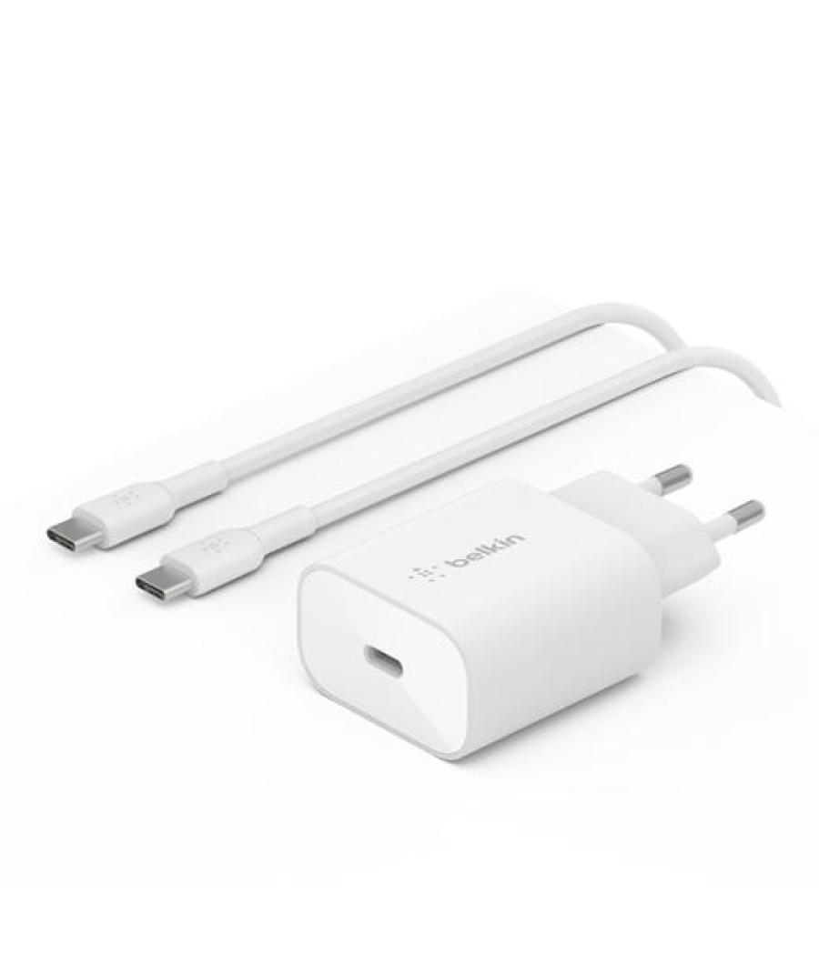 Belkin cargador pared usb-c + cable usb-c a usb-c 25w blanco