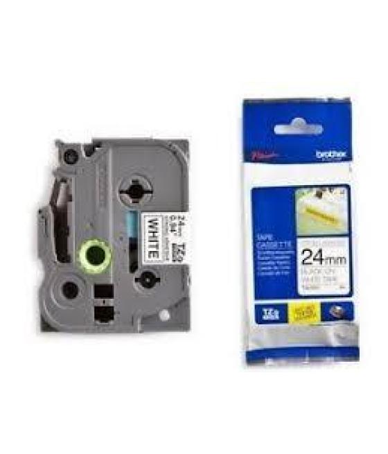 Brother cinta rotuladora laminada super adhesiva texto negro sobre blanco - 24mmx8m