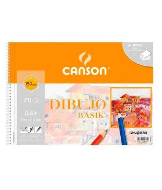 Canson bloc dibujo basik espiral 20h a4  150gr microperforado pack 10 ud blanco natural