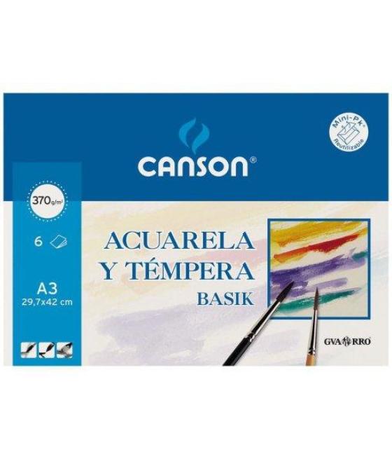 Canson minipack acuarela y témpera basik 6 hojas liso 29,7x42cm