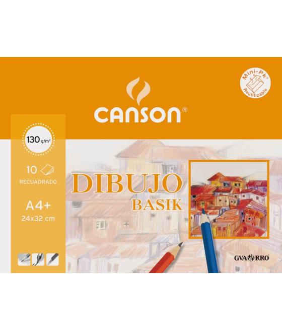 Canson minipack dibujo basik 10 hojas 130 gr. recuadro 24x32cm