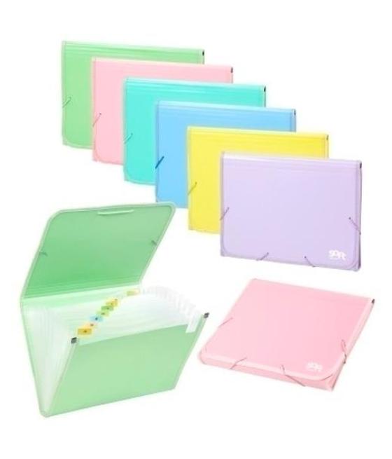 Carchivo clasificador acordeón soft pp folio 13 dptos a-z ribete de goma surtido