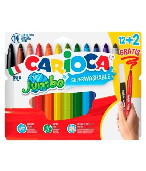 Carioca rotuladores jumbo super lavables c/surtidos estuche 12 2 ud gratis