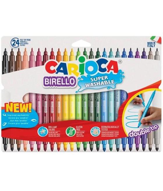 Carioca rotulador birello doble punta fina/media colores surtidos estuche 24 ud