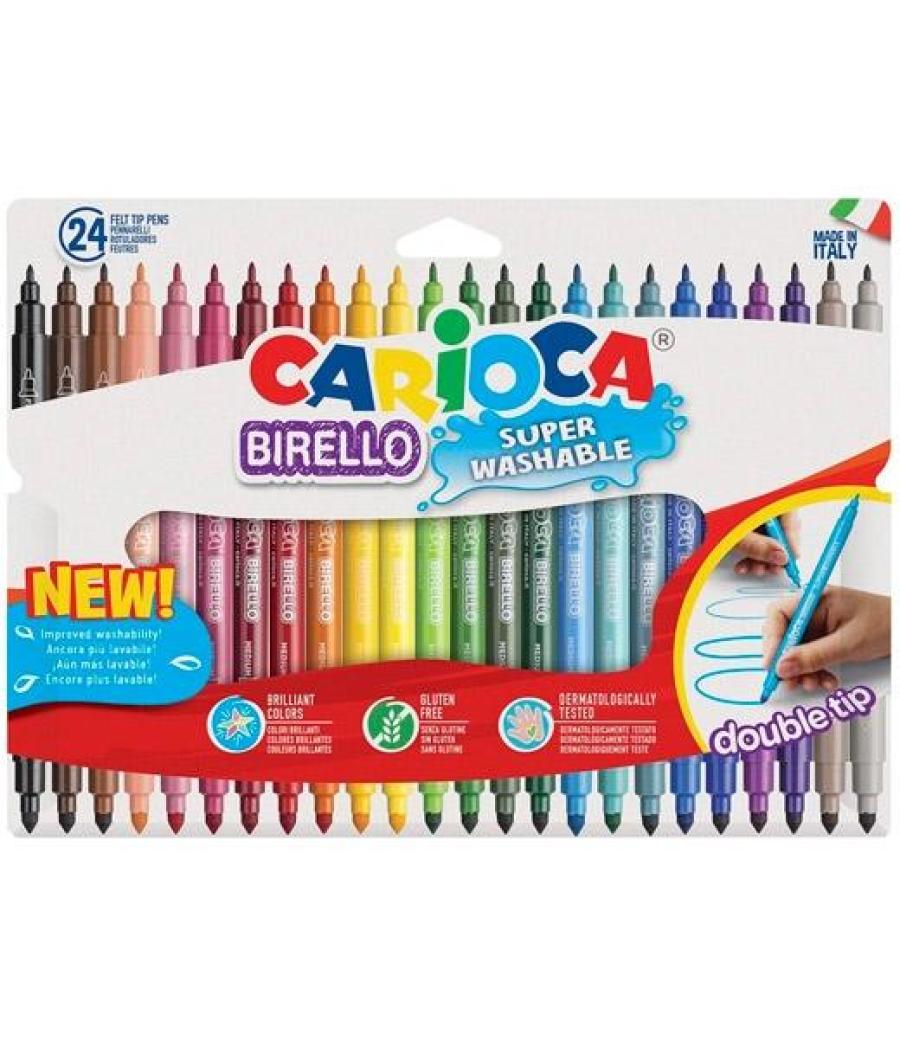 Carioca rotulador birello doble punta fina/media colores surtidos estuche 24 ud
