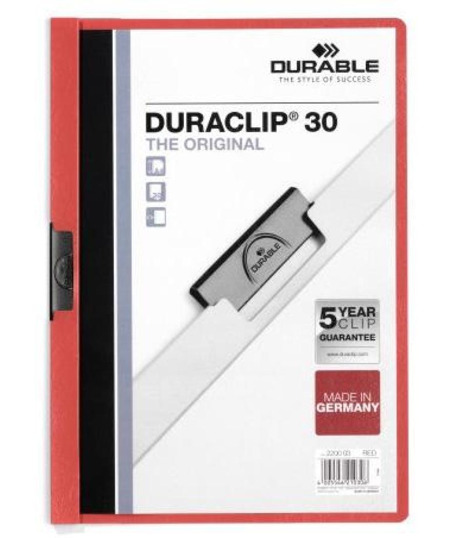 Durable carpeta dossier pinza duraclip 30 rojo a4 -25u-