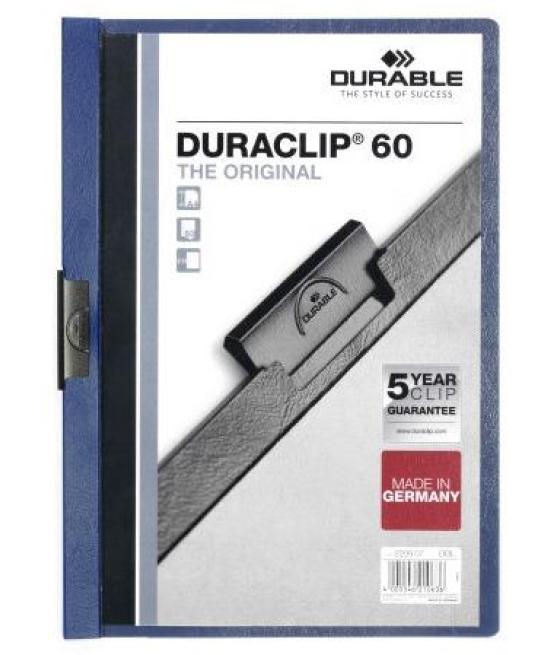 Durable carpeta dossier pinza duraclip 60 azul oscuro a4 -25u-
