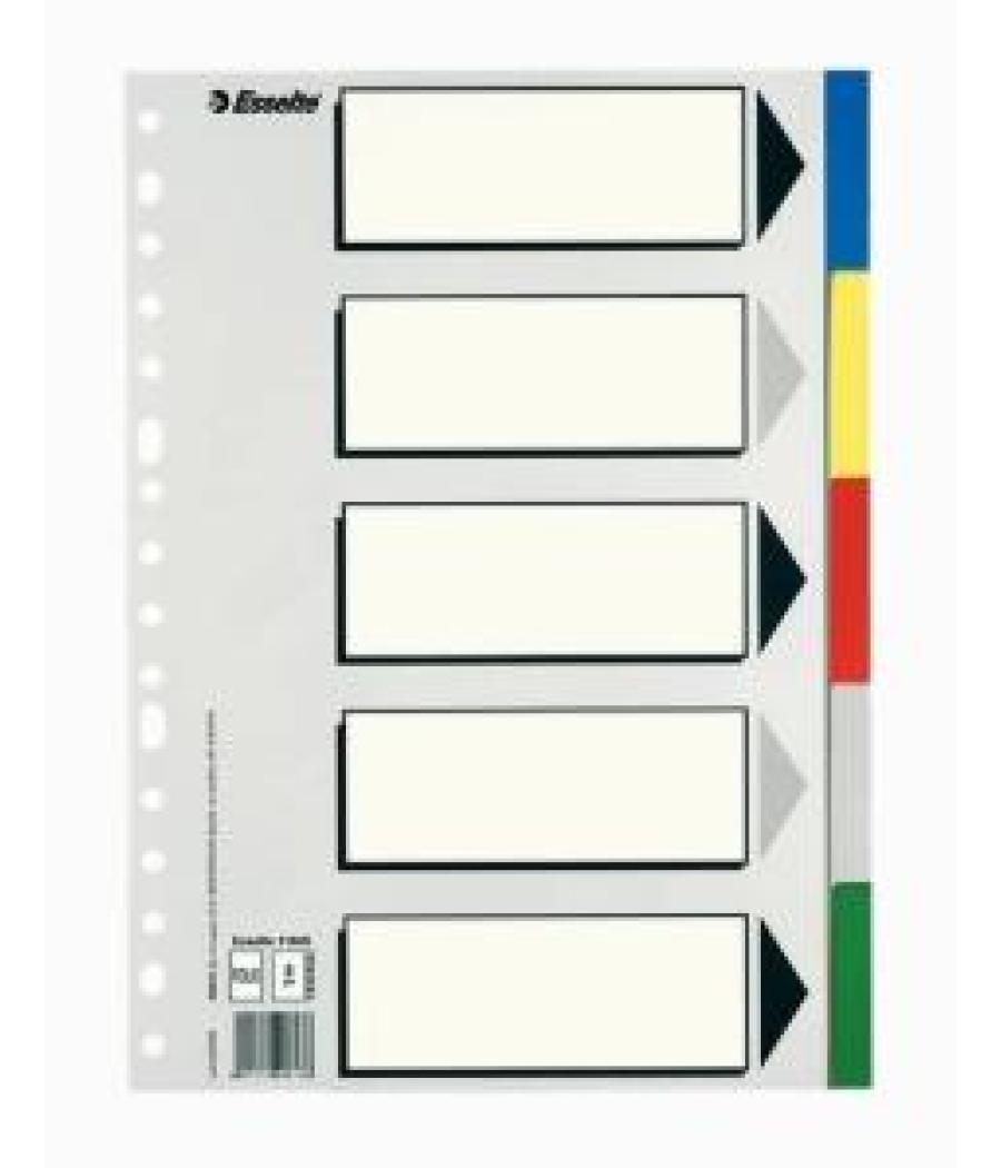 Esselte separadores 5 posiciones folio pp colores con carátula índice cartón blanco / negro