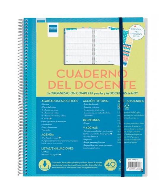 Finocam cuaderno-agenda del docente.2 espiral 230x310mm svh 46 semanas (curso lectivo)