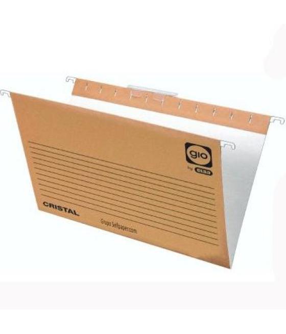 Gio carpeta colgante folio prolongado visor corto cristal lomo v kraft bicolor