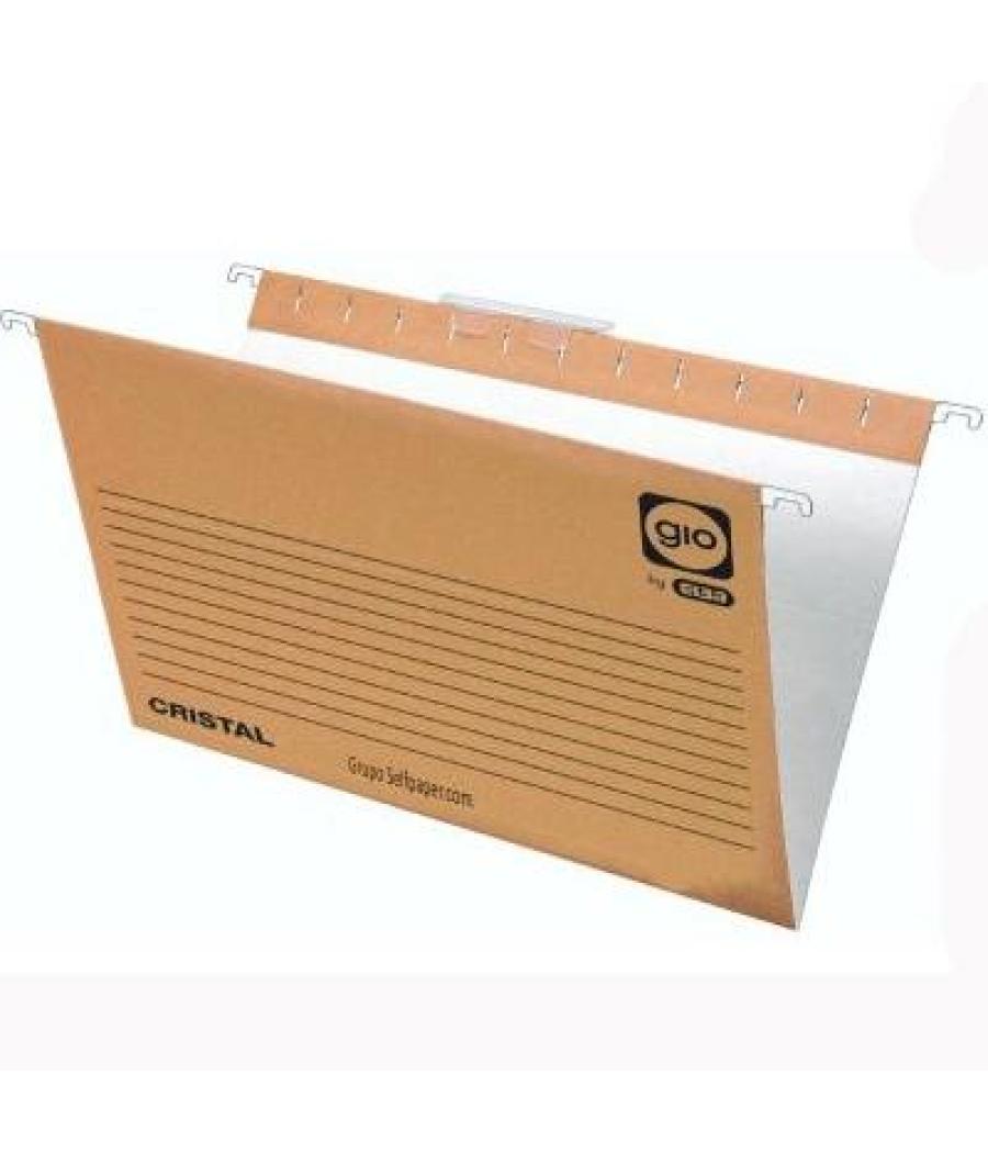 Gio carpeta colgante folio prolongado visor corto cristal lomo v kraft bicolor
