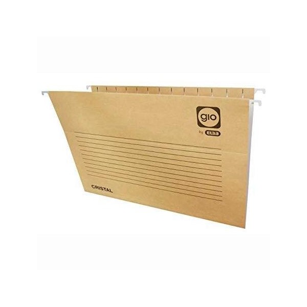 Gio carpeta colgante visor superior cristal kraft bicolor cartulina folio con etiquetas -25u-