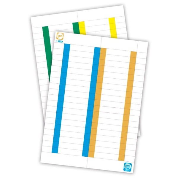 Gio etiquetas para visores carpetas colgantes 8,2x1,3 cm 10 hojas de 38 etiquetas colores surtidos