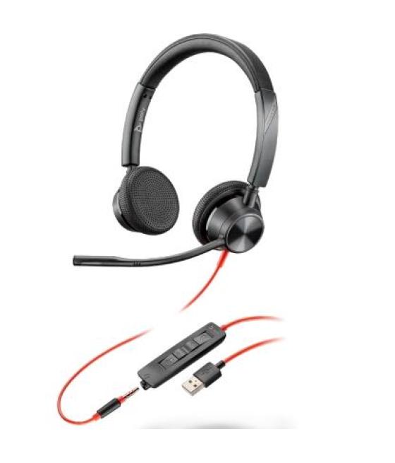 Hp poly auriculares blackwire 3325 diadema binaural c/ micrófono control de volumen cable usb jack 3,5mm con certificación micro