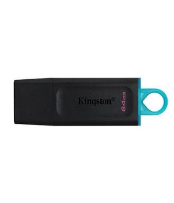 Kingston pendrive datatraveler exodia 64gb c/tapa protectora y ranura para colgar usb 3.2 negro/turquesa