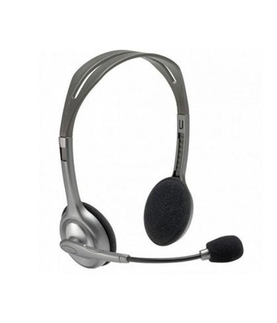 Logitech auriculares con micrófono plateados, conexión jack 3.5, cable de 1´8 m, diadema flexible, stereo - modelo h110