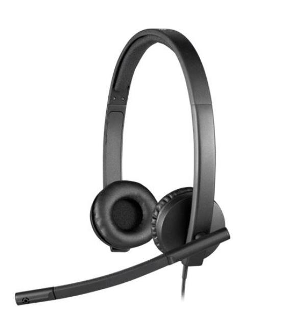 Logitech auricular biaural h570e estereo con micrófono cable usb 2.0 negro