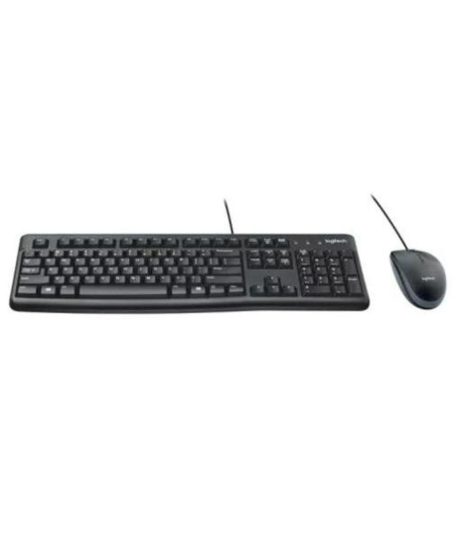 Logitech combo teclado estándar + ratón desktop mk120 cable usb antisalpicaduras qwerty español negro