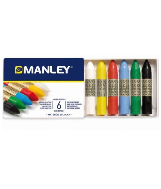 Manley estuche de 6 ceras 60mm colores surtidos