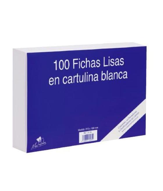 Mariola ficha lisa 125x75mm cartulina 180gr blanco paquete de 100