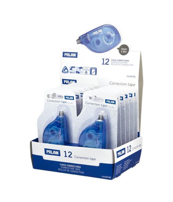 Milan cinta correctora blister 5mmx8m caja expositora 12 ud blíster