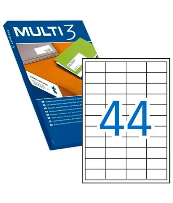 Multi-3 etiquetas adhesivas 48,5x25,4mm inkjet/láser c/rectos 44 x 100h blanco