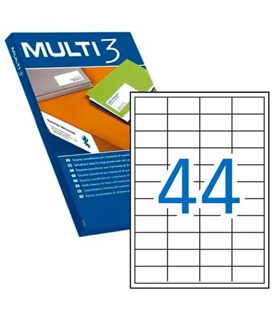 Multi-3 etiquetas adhesivas 48,5x25,4mm inkjet/láser c/rectos 44 x 100h blanco