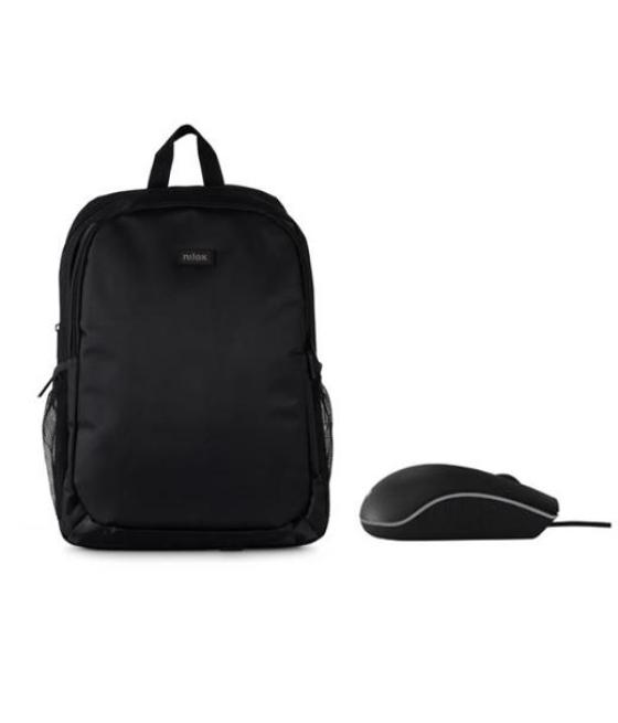 Nilox mochila para portatil de 15,6" basic negro + raton usb 1000 dpi