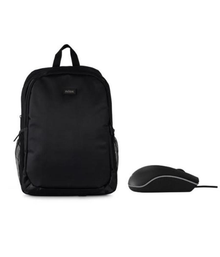 Nilox mochila para portatil de 15,6" basic negro + raton usb 1000 dpi