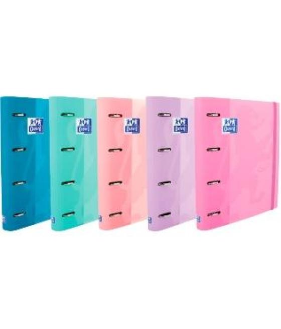 Oxford carpeta de anillas 4x35mm touch europeanbinder c/recambio 100h a4+ 5x5 t/extradura c/surtidos pastel