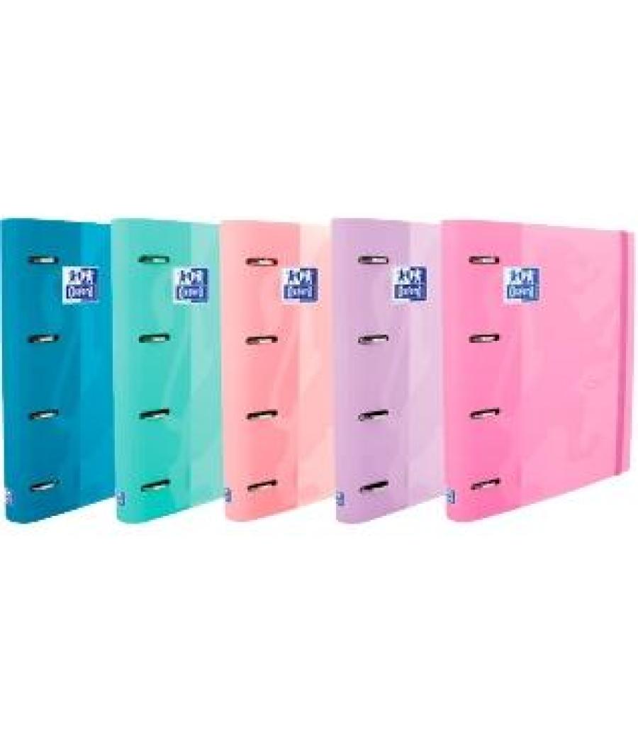 Oxford carpeta de anillas 4x35mm touch europeanbinder c/recambio 100h a4+ 5x5 t/extradura c/surtidos pastel