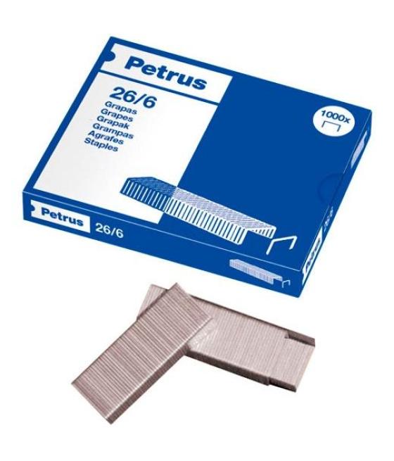 Petrus grapas 26/6 galvanizadas -caja de 1000-