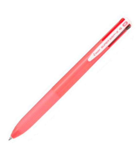 Pilot bolígrafo supergrip g 4 colores tinta azul/rojo/negro/verde cuerpo rosa chicle