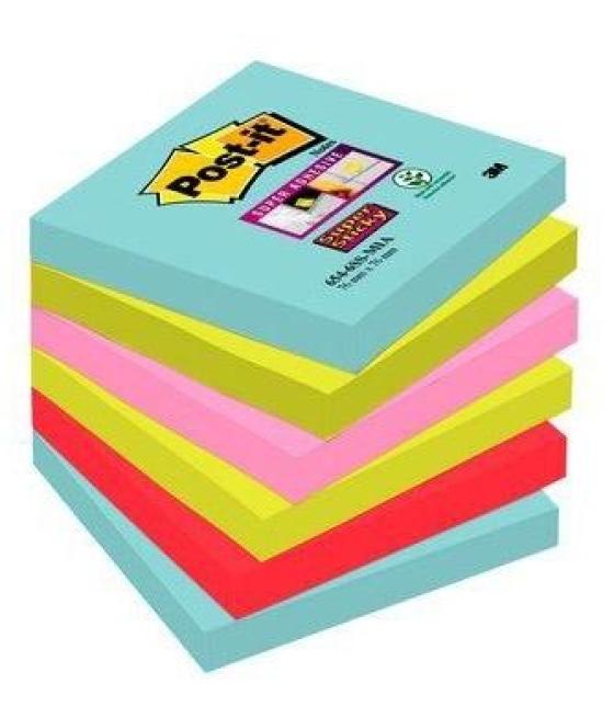 Post-it notas adhesivas super sticky 4 colores lugares cosmic 76x76 6 blocs