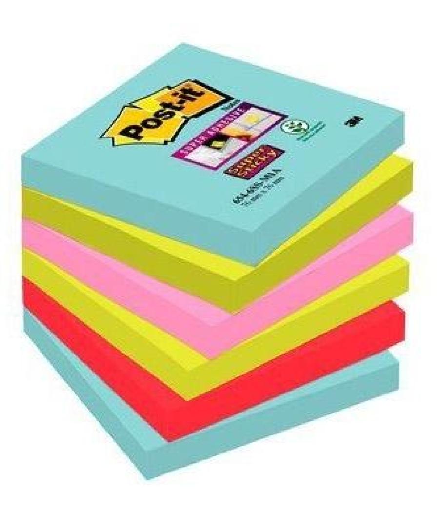 Post-it notas adhesivas super sticky 4 colores lugares cosmic 76x76 6 blocs