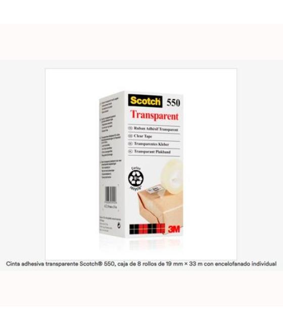 Scotch cinta transparente 550 19x33m -pack 8 rollos-
